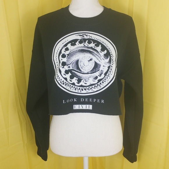 Civil Regime Graphic Print Cropped Sweatshirt M - Picture 1 of 8